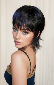 14-Inch Mullet Wig With A Fluffy Layered Pixie Cut Made From Synthetic Short Straight Hair, Crafted From High-Temperature Chemical Fiber, Perfect (Option: 1BBLUE-14inch)