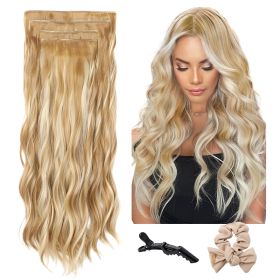 Holdbalance Clip In Hair Extensions Long Straight Wavy Synthetic Hairpiece,Natural & Soft Hair &Blends Well Hair Extension, Daily Use, Party Use (Option: 27H613)