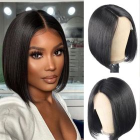4X4 Transparent Lace Front Bob Feint No Glue Wearable Natural Human Hair Wig (Option: 12inch)