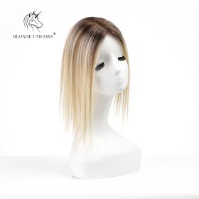 BlondeRooted Bleach Blonde Hand-Tied Real Human Hair Toppers For Women (Option: Golden)